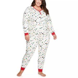 Lauren Conrad Cotton Snowy Skier Christmas Pajama Set 1X